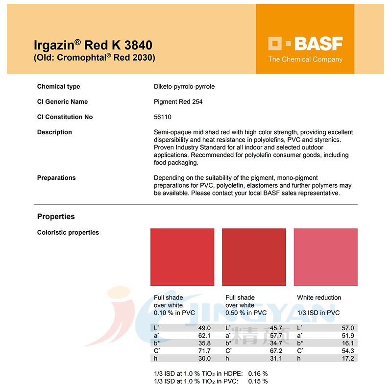  Basf Irgazin Red K3840/2030（R.254）巴斯夫有机颜料红K3840/2030