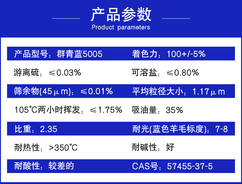 holliday群青蓝5005参数